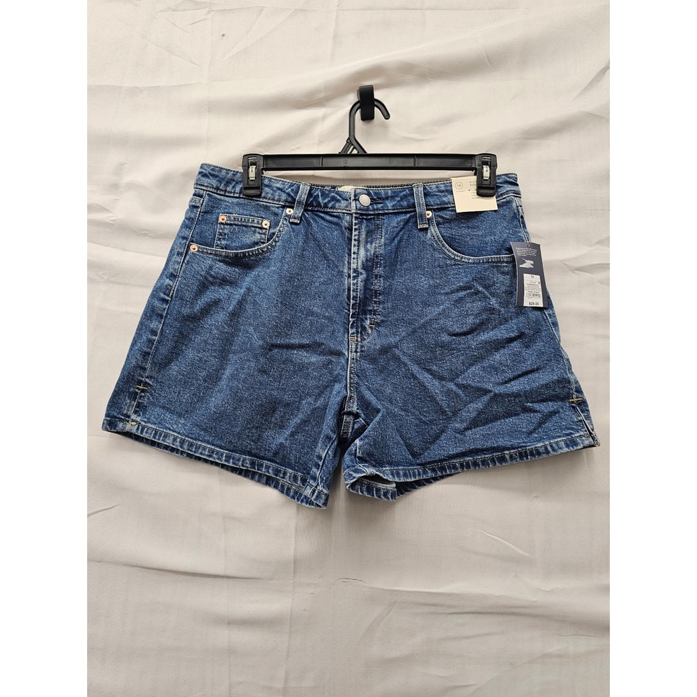 Universal Thread Womens High Rise A-Line Shorts Blue Cotton Blend Casual Size 14
